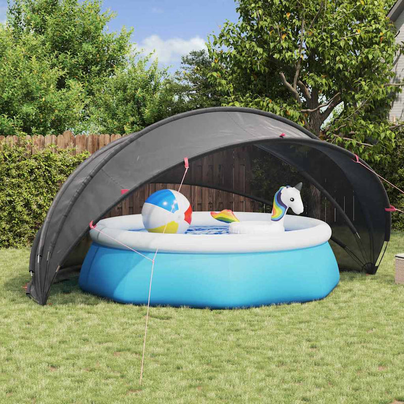Domo para piscina vidaxl negro 500 x 500 x 236 cm poliéster 185t con revestimiento de PU