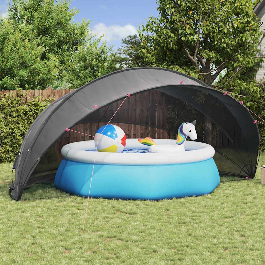 Cupola per piscina Vidaxl nera 546 x 516 x 250 cm Poliestere 185 t con rivestimento in PU