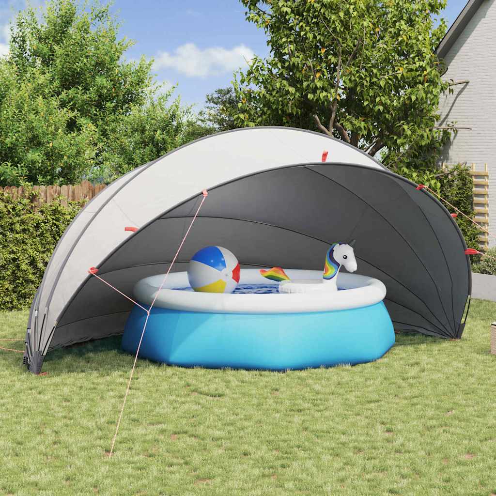 Vidaxl pooldome grijs en oranje 592 x 590 x 275 cm