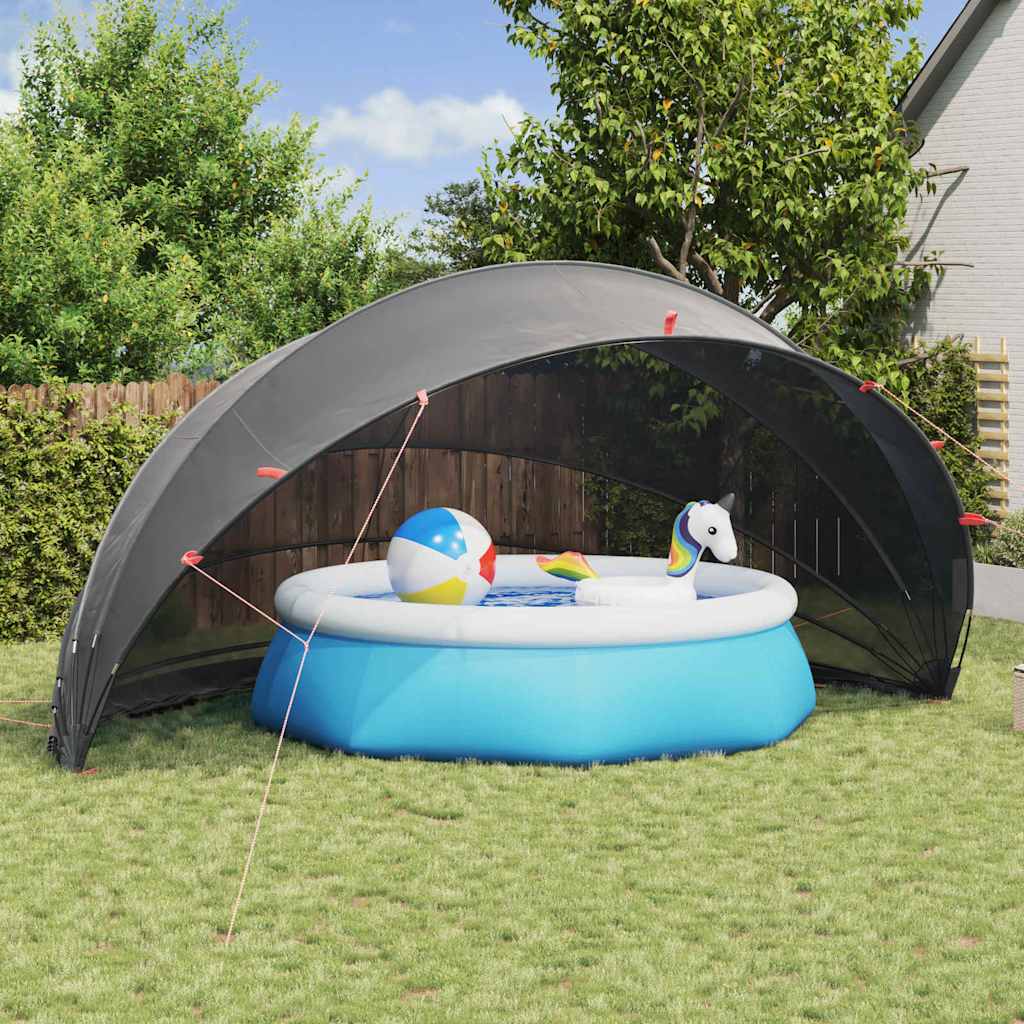 Domo para piscina vidaxl negro 592 x 590 x 275 cm poliéster 185t con revestimiento de PU