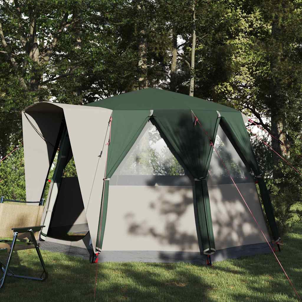 Tenda Vidaxx con tetto e ripostiglio verde e bianco 320 x 320 x 203 cm