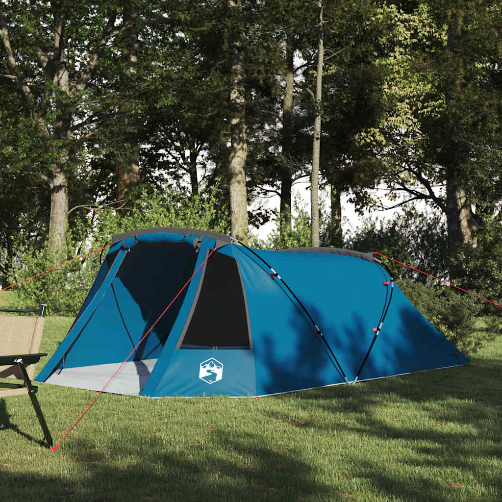Tenda a tunnel Vidaxx con tetto con ripostiglio blu e grigio 328 x 228 x 115 cm