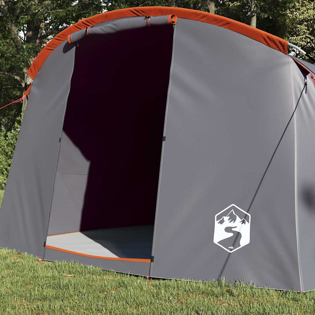 Vidaxl tunneltent met dak grijs en oranje 318 x 275 x 140 cm