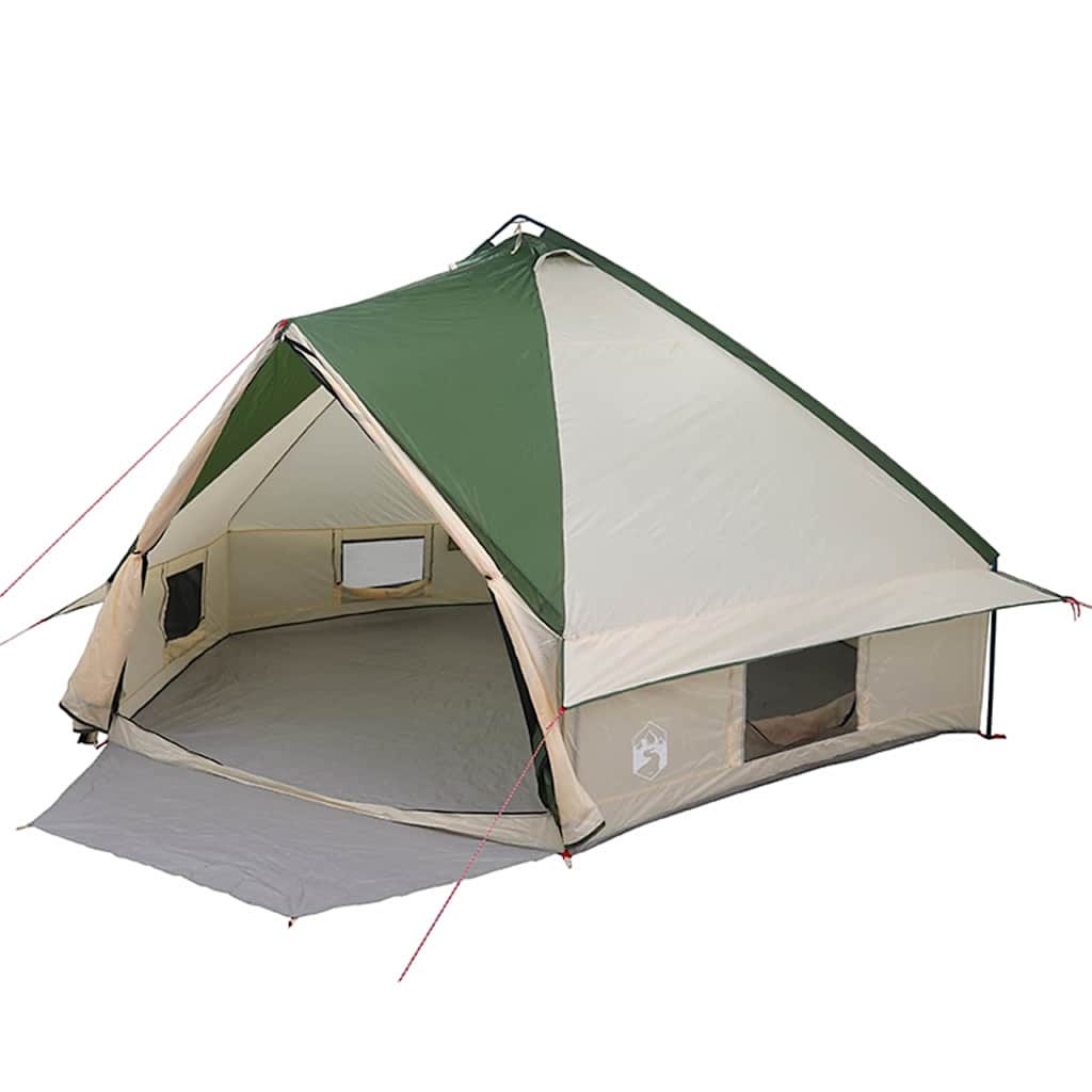 Tenda teepee Vidaxl con tetto e ripostiglio verde e bianco 490 x 410 x 210 cm