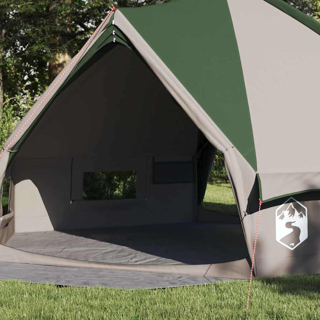 Tenda teepee Vidaxl con tetto e ripostiglio verde e bianco 490 x 410 x 210 cm