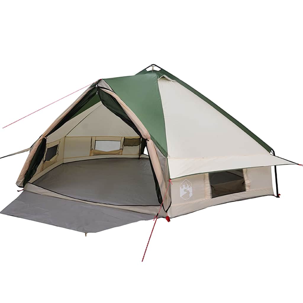 Tenda teepee Vidaxl con tetto e ripostiglio verde e bianco 490 x 410 x 210 cm