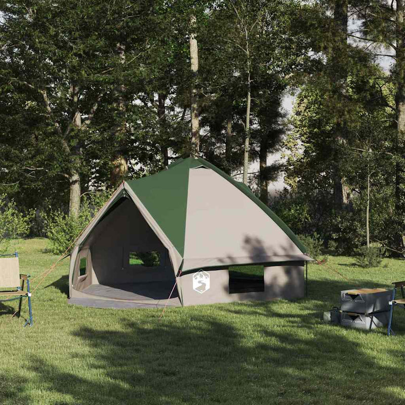 Tienda tipi Vidaxl con techo con almacenaje verde y blanco 490 x 410 x 210 cm