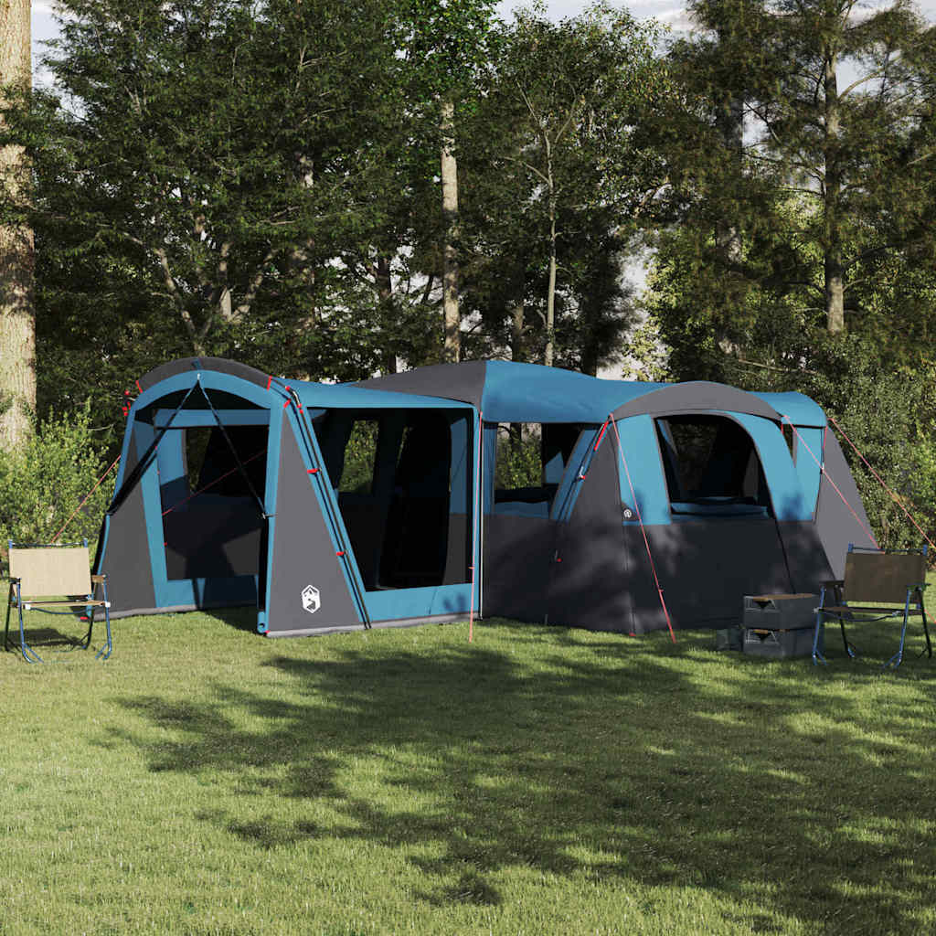 Vidaxl gezinstent met dak met opslag blauw en grijs 745 x 700 x 217 cm
