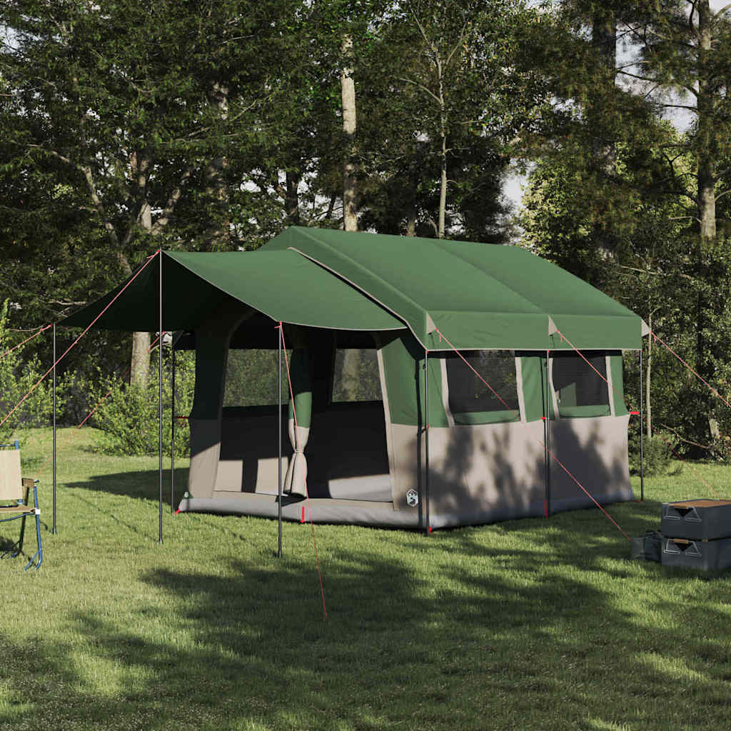 Tenda familiare Vidaxx con tetto con ripostiglio verde e bianco 324 x 255 x 230 cm