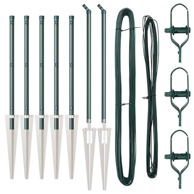 Vidaxl afrasteringspaal 7 pcs groen staal