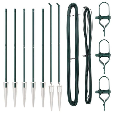 Vidaxl afrasteringspaal 7 pcs groen staal