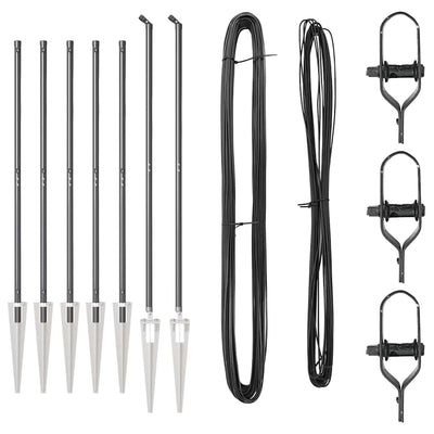 Vidaxl afrasteringspaal 7 pcs grijs staal