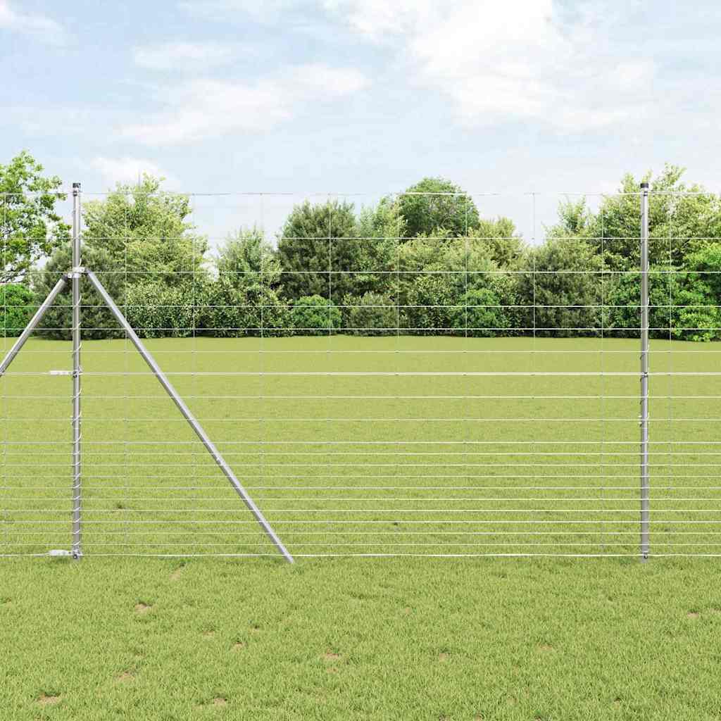 Recinzione pascolo Vidaxl argento 25 x 1,6 m in acciaio zincato