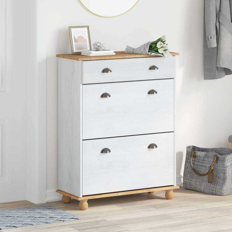 Vidaxx zapatero Askim blanco 85 x 35 x 108 cm madera maciza de pino