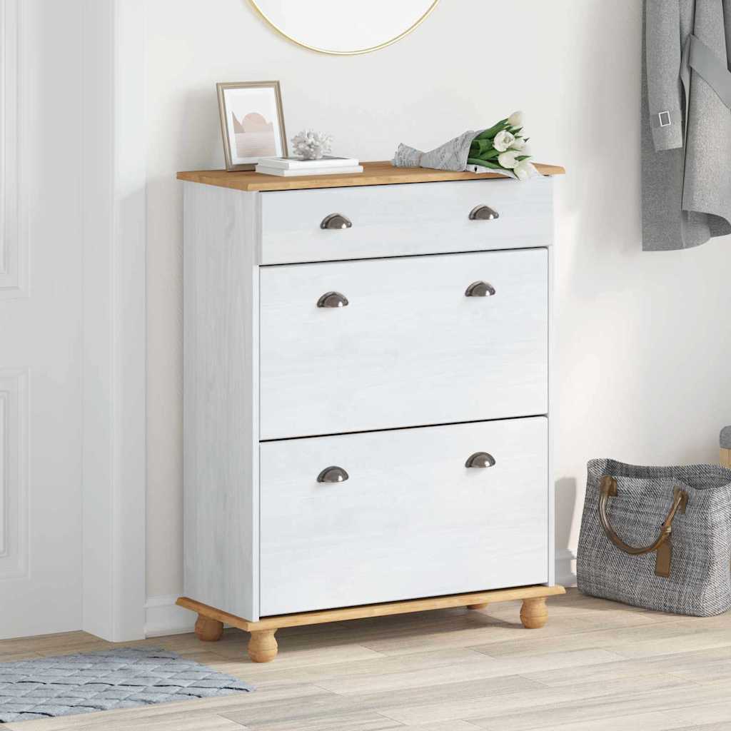 Vidaxx zapatero Askim blanco 85 x 35 x 108 cm madera maciza de pino