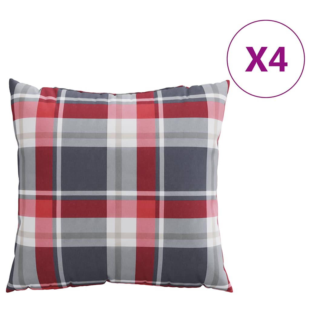 Cuscini per divano Vidaxx 4 pezzi tessuto rosso motivo a quadretti 40x40 cm