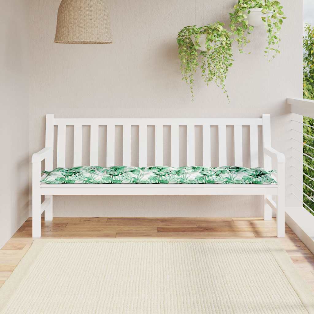 Vidaxx cojín para banco de jardín tela oxford estampado hojas 180x50x7 cm