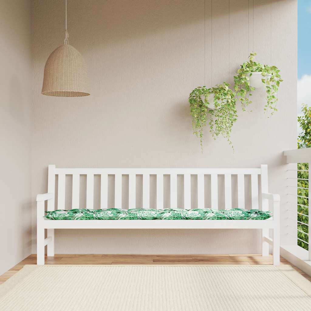 Vidaxl tuinbankkussen met bladpatroon, 200x50x7 cm, oxfordstof