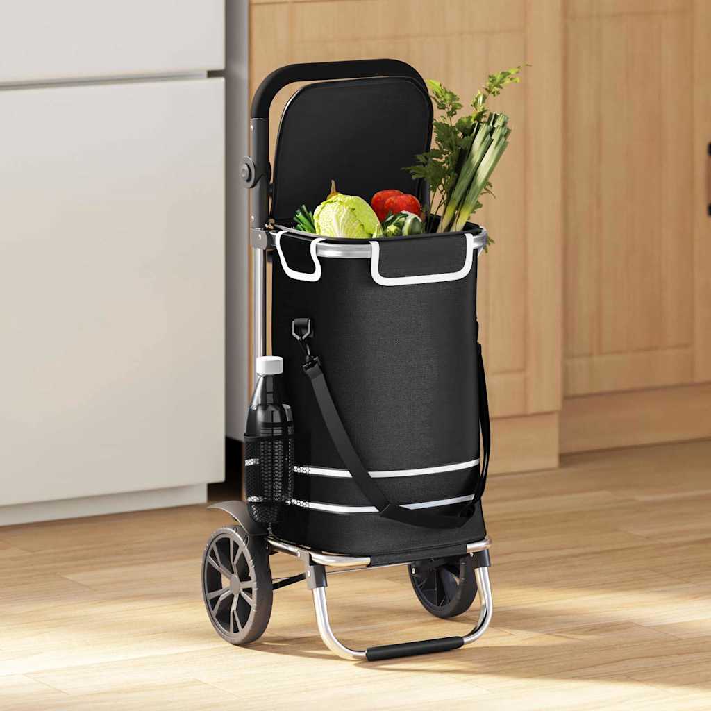 Carrello da negozio Vidaxl nero 36,5 x 46,5 x 100,5 cm tessuto oxford