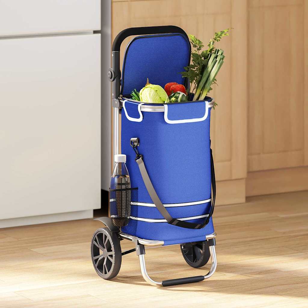 Vidaxl carrello da negozio blu 36,5 x 46,5 x 100,5 cm tessuto oxford