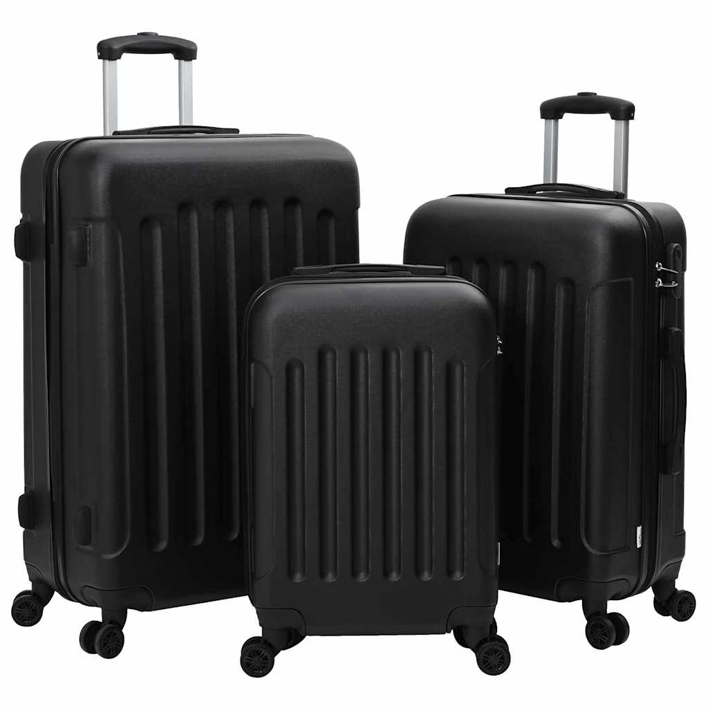 Valigia VidaXL con serratura 3 pezzi nera 50 x 31 x 78 cm in plastica abs