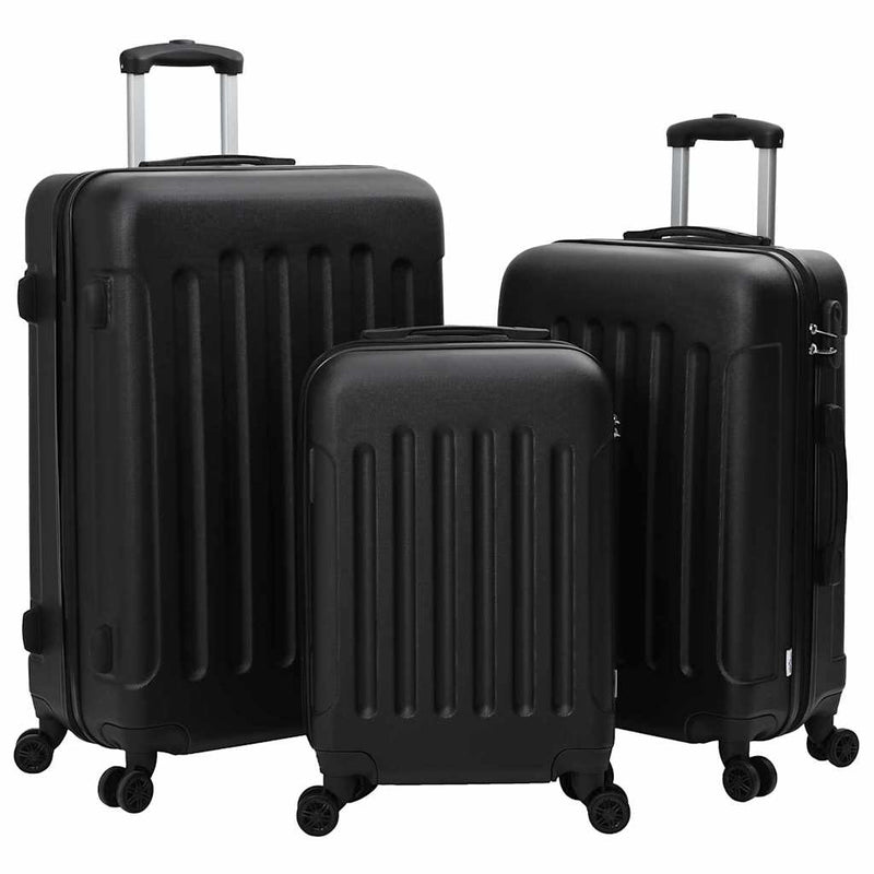 Valigia VidaXL con serratura 3 pezzi nera 50 x 31 x 78 cm in plastica abs