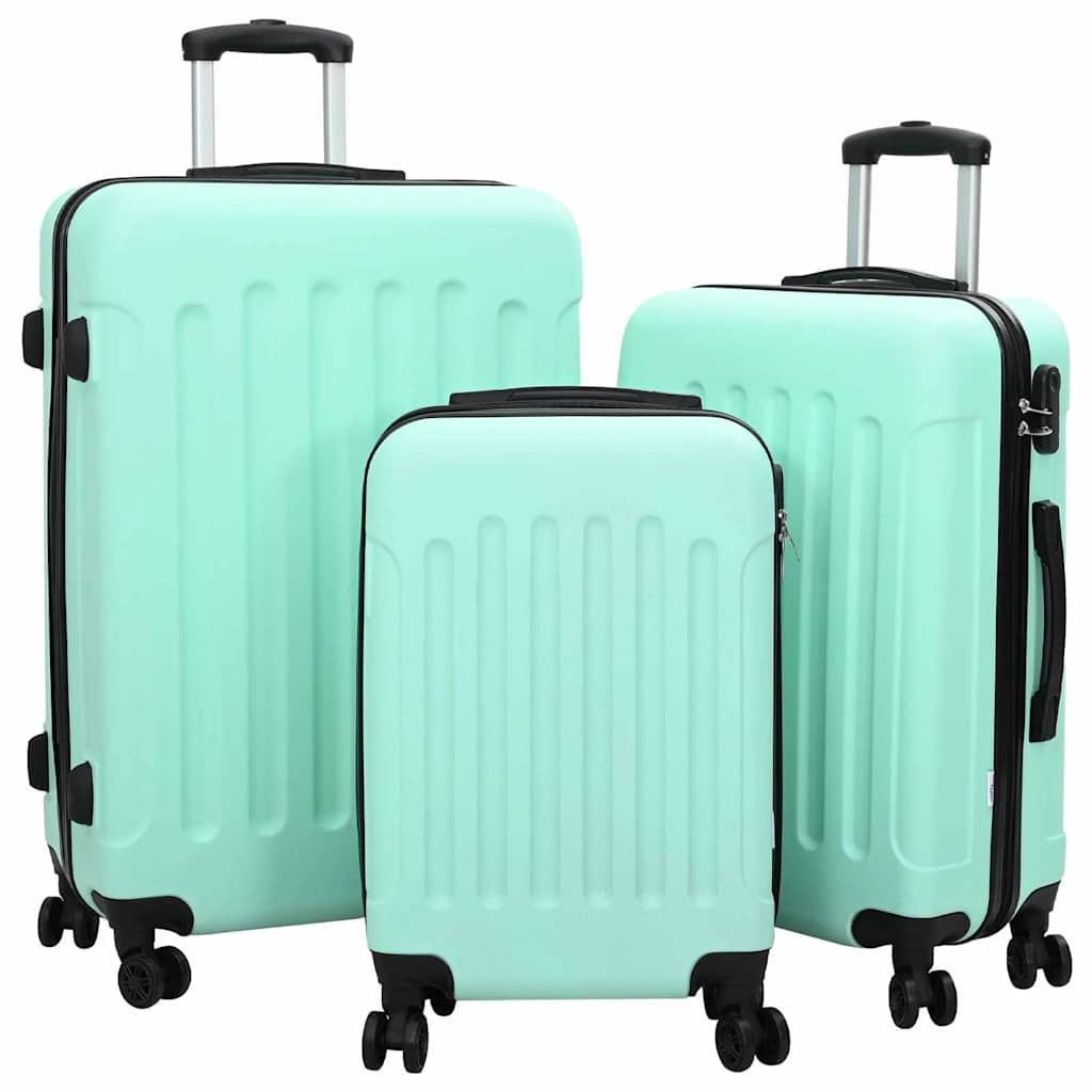Valigia VidaXL con serratura 3 pezzi verde menta 50 x 31 x 78 cm in plastica abs