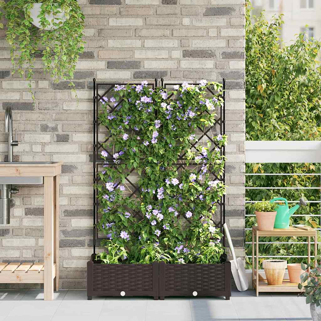 Vaso da fiori da giardino Vidaxxl 2 pezzi marrone 80 x 40 x 125,5 cm acciaio
