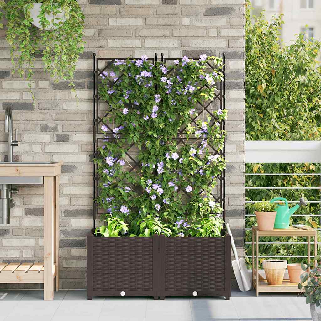 Vidaxl vaso da fiori da giardino 2 pezzi marrone 80 x 40 x 143 cm in acciaio