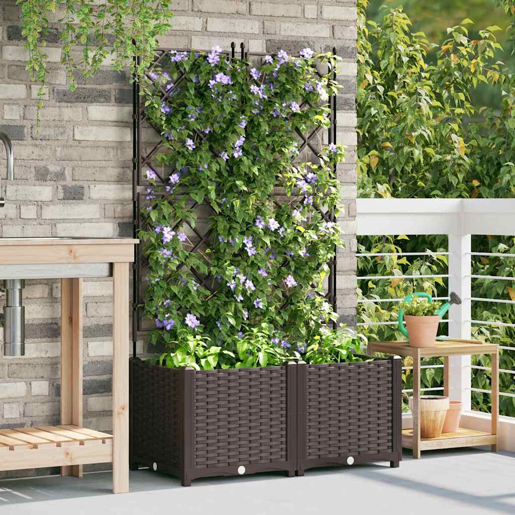 Vidaxl vaso da fiori da giardino 2 pezzi marrone 80 x 40 x 143 cm in acciaio