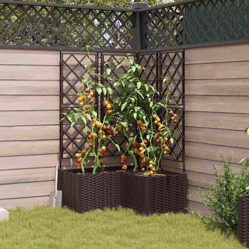 Vaso da fiori da giardino Vidaxl 3 pezzi marrone 80 x 80 x 143 cm in acciaio