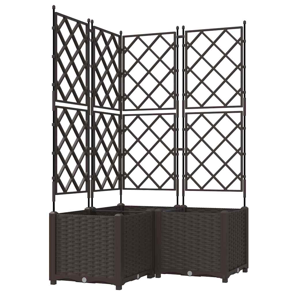 Vaso da fiori da giardino Vidaxl 3 pezzi marrone 80 x 80 x 143 cm in acciaio