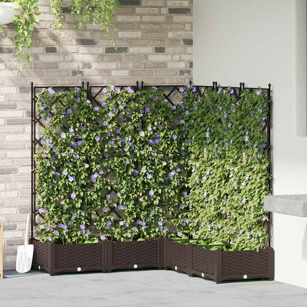 Vidaxxl vaso da fiori da giardino 5 pezzi marrone 120 x 120 x 125,5 cm acciaio