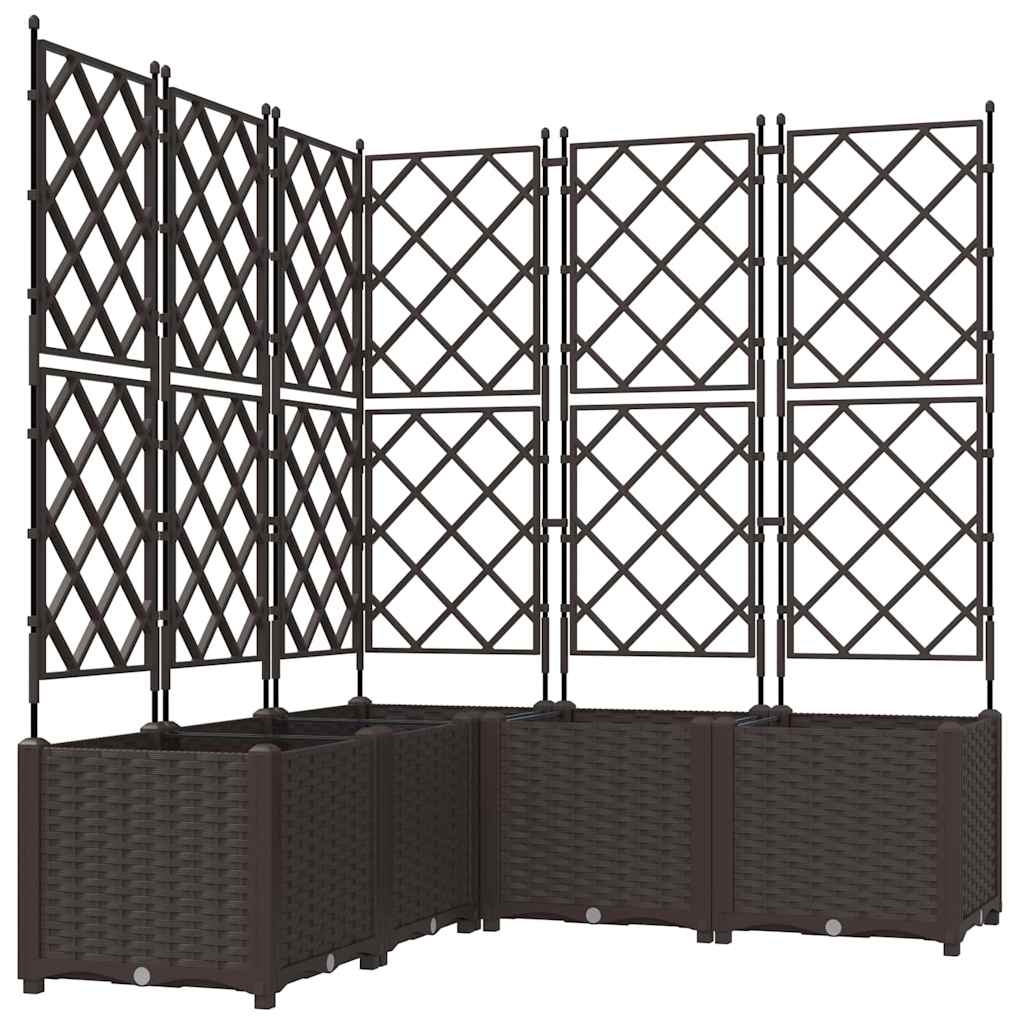 Vidaxxl vaso da fiori da giardino 5 pezzi marrone 120 x 120 x 143 cm acciaio