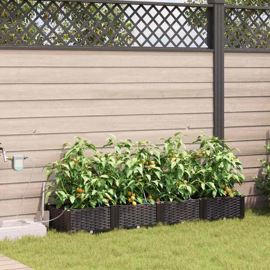Vaso da fiori da giardino VidaXL 4 pezzi in acciaio marrone