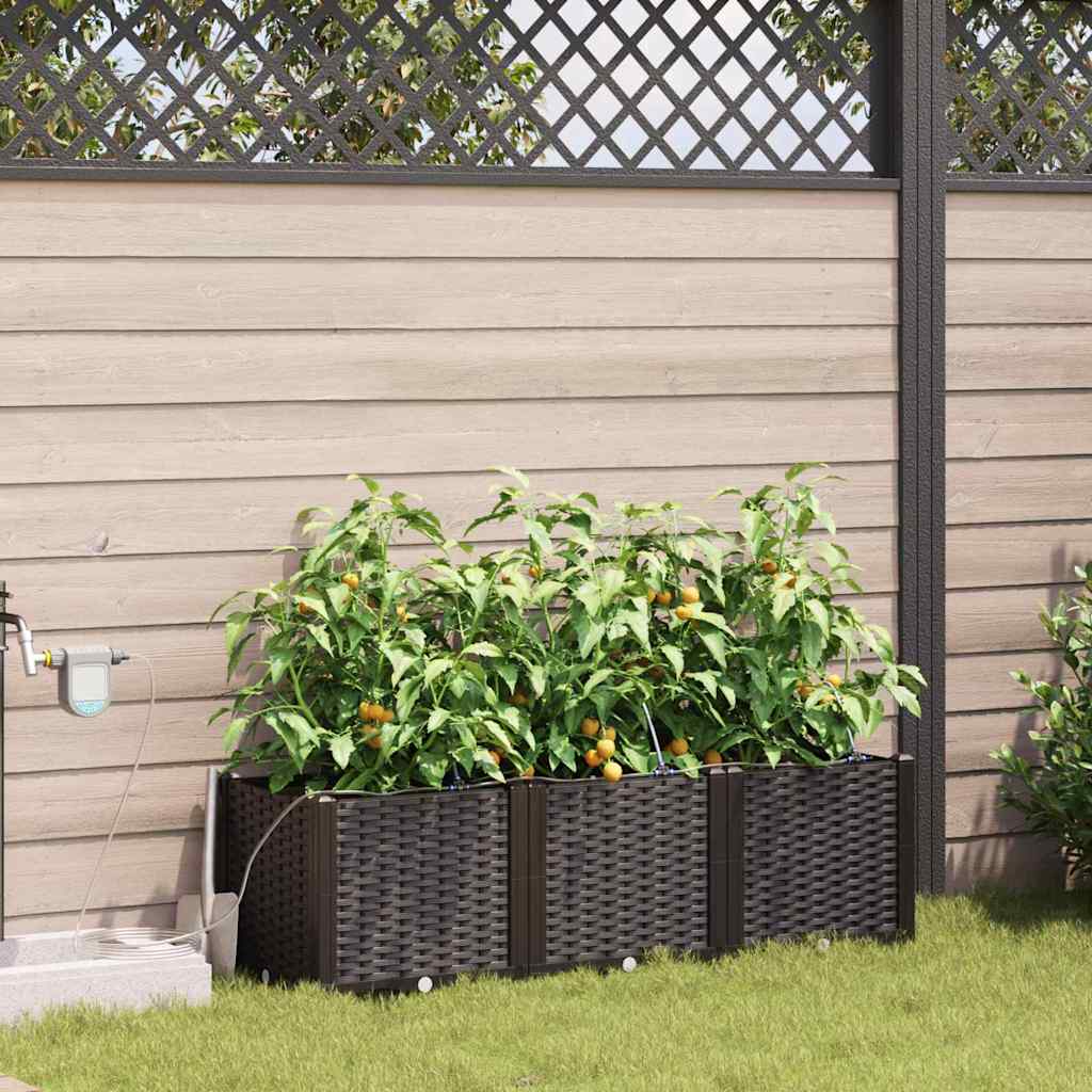 VidaXL vaso da fiori da giardino 3 pezzi in acciaio marrone