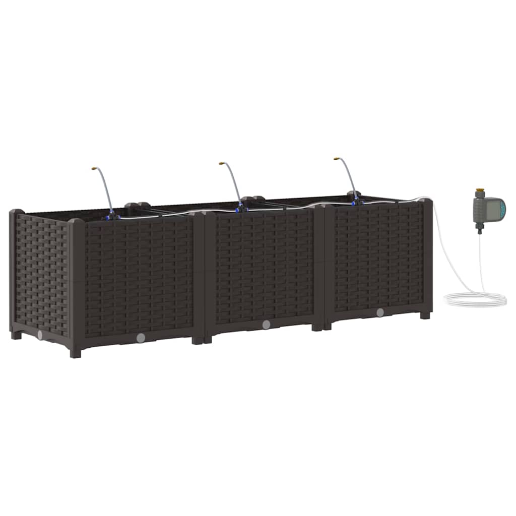 Vidaxl tuin bloempot 3 pcs bruin staal