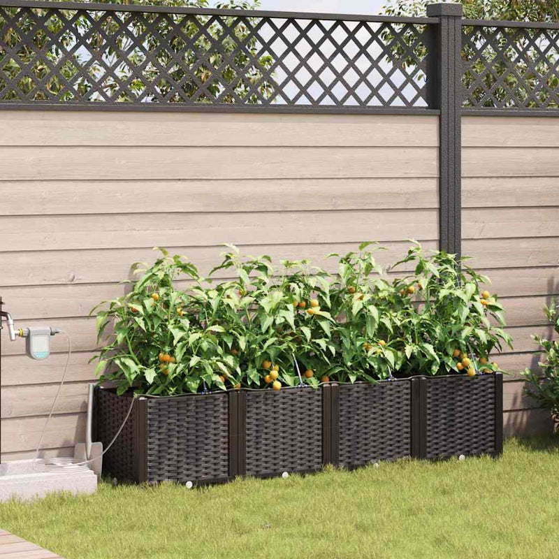 Vaso da fiori da giardino VidaXL 4 pezzi in acciaio marrone