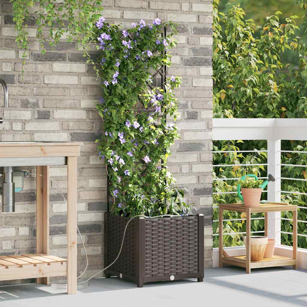VidaXL macetero de jardín marrón 40 x 40 x 142 cm acero