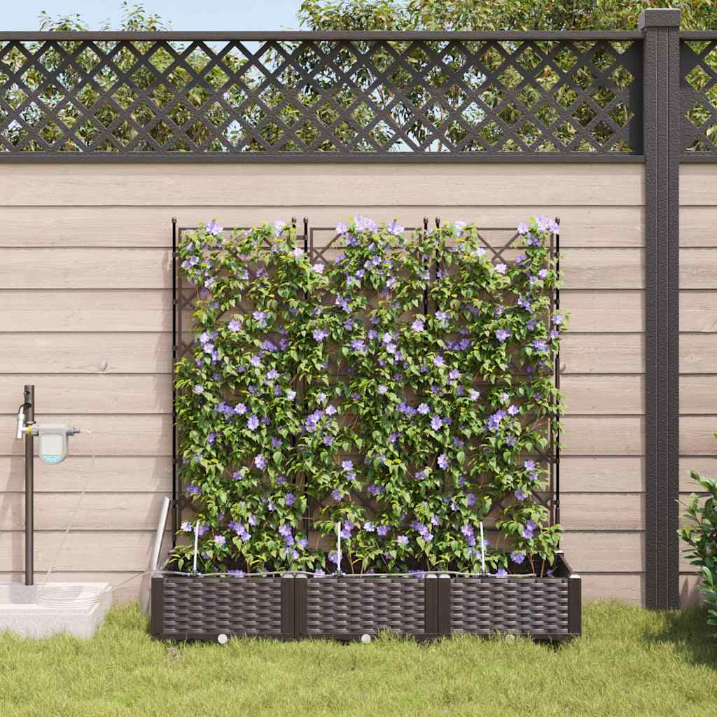 VidaXL vaso da fiori da giardino 3 pezzi in acciaio marrone