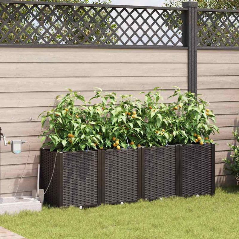 Vaso da fiori da giardino VidaXL 4 pezzi in acciaio marrone