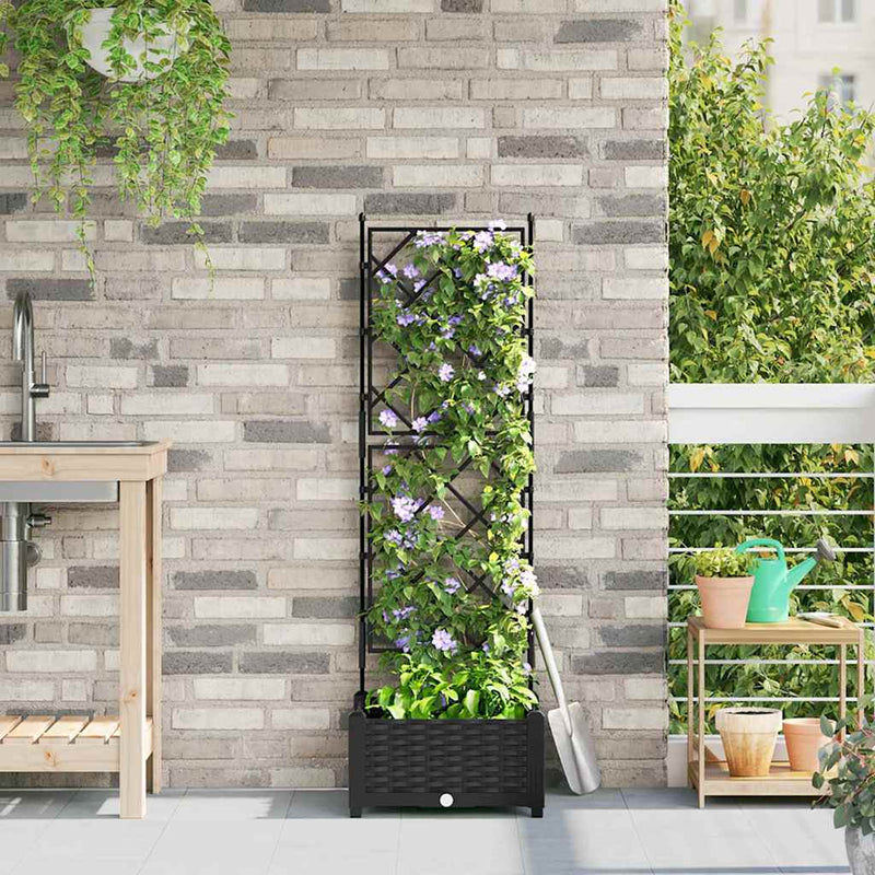 VidaXL macetero de jardín negro 40 x 40 x 125,5 cm acero