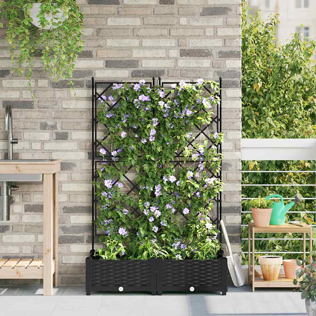 Vaso da fiori da giardino Vidaxxl 2 pezzi nero 80 x 40 x 125,5 cm acciaio
