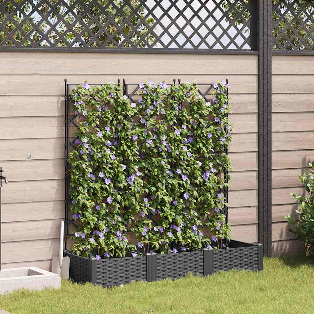 Vaso da fiori da giardino Vidaxxl 3 pezzi nero 120 x 40 x 125,5 cm acciaio