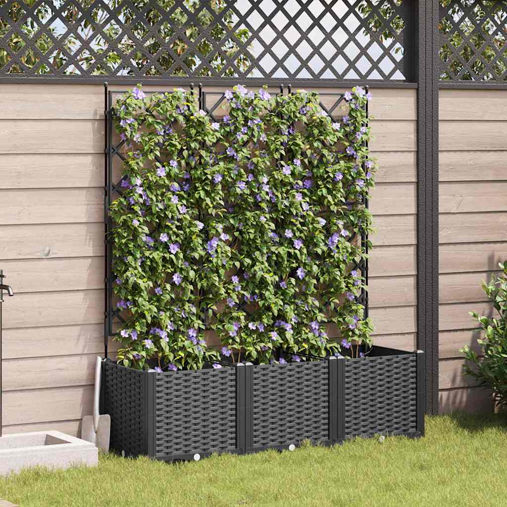Vidaxl tuin bloempot 3 pcs zwart 120 x 40 x 143 cm staal