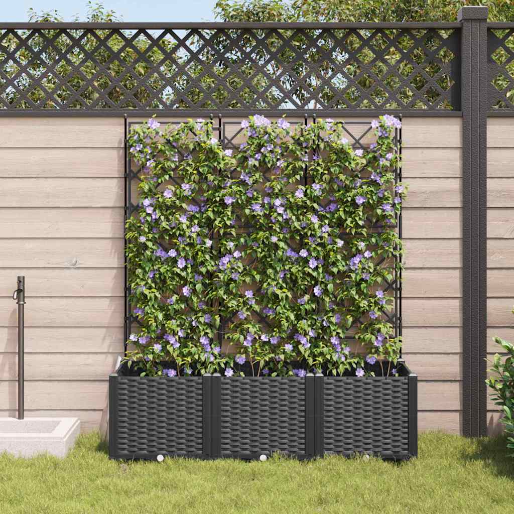 Vidaxl tuin bloempot 3 pcs zwart 120 x 40 x 143 cm staal