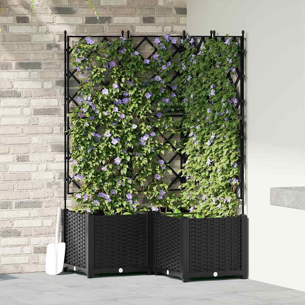 Vaso da fiori da giardino Vidaxxl 3 pezzi nero 80 x 80 x 143 cm in acciaio