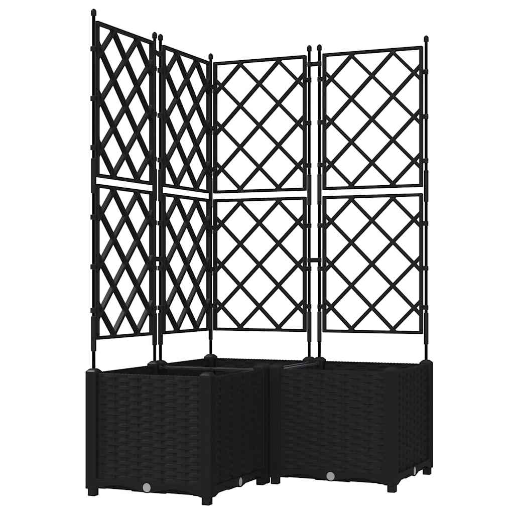 Vaso da fiori da giardino Vidaxxl 3 pezzi nero 80 x 80 x 143 cm in acciaio