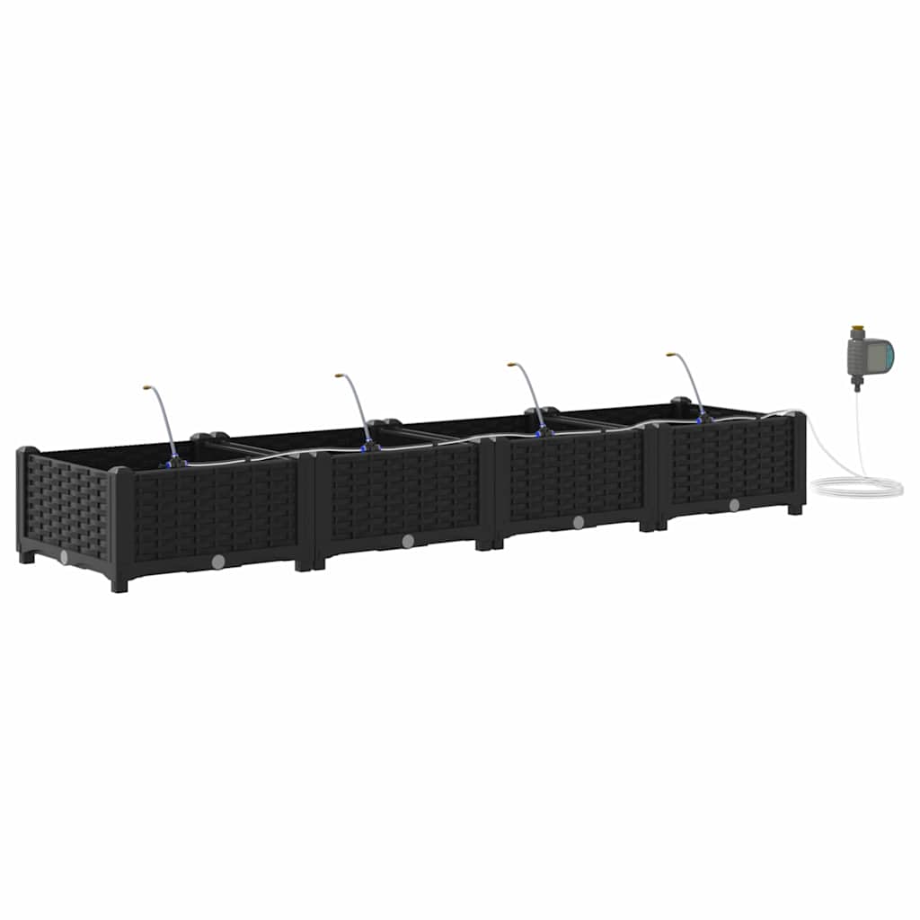 VidaXL macetero de jardín 4 piezas acero negro