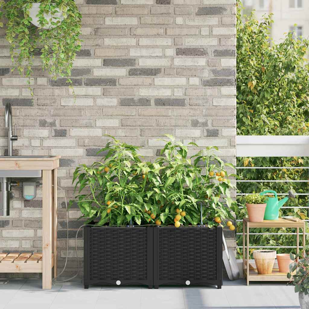 VidaXL garden flower pot 2 pcs black steel